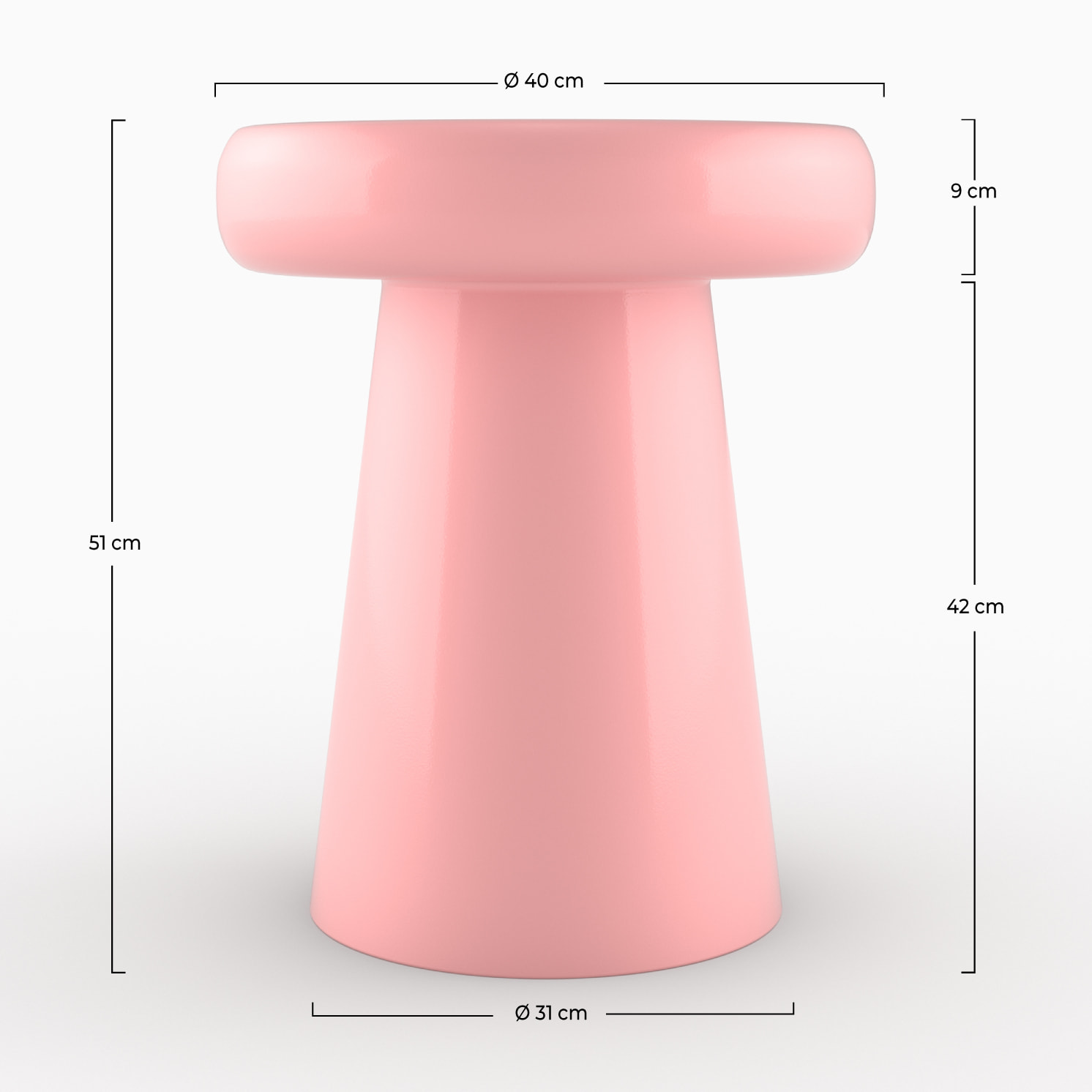 Table d'appoint ronde en métal rose D40 cm - Anouk