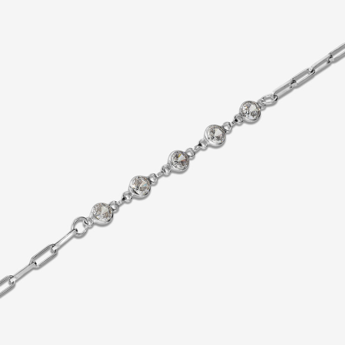 Bracciale Maglia Ovale in Argento 925 con Punti Luce in Cubic Zirconia