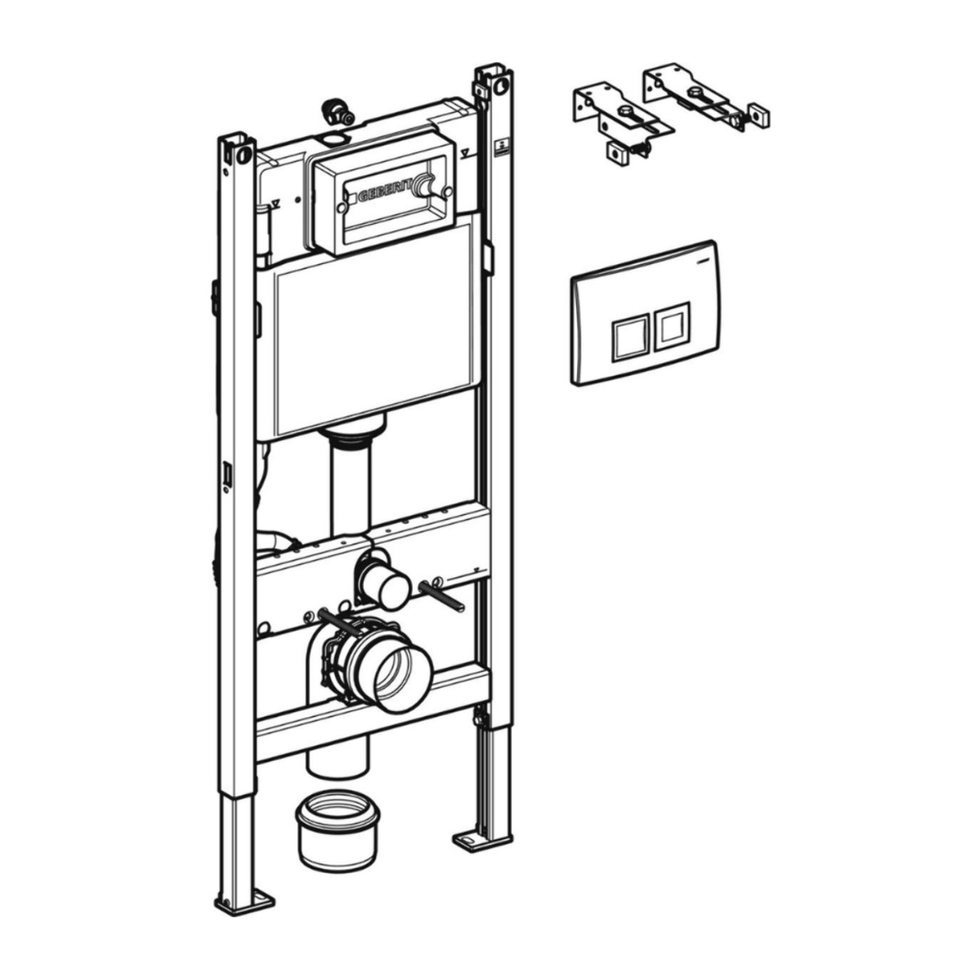 Bâti-support DUOFIXBasic pour toilettes suspendues, avec Plaque de déclenchement Delta chrome (458.141.21.1)