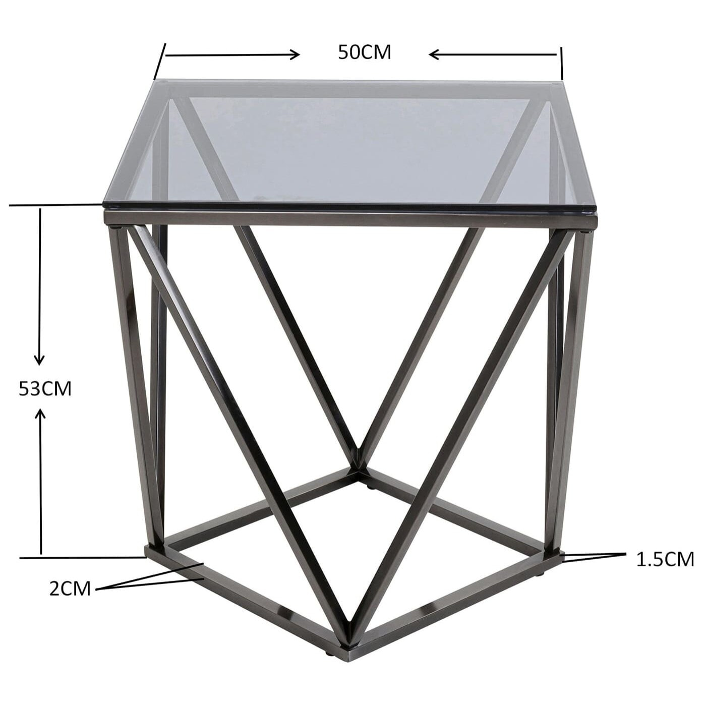 Table d'appoint Cristallo 50x50cm graphite Kare Design
