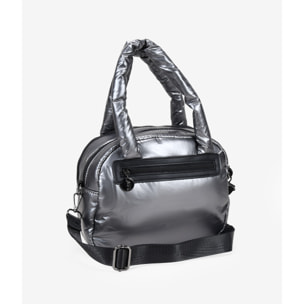 Bolso plomo acolchado con doble cremallera