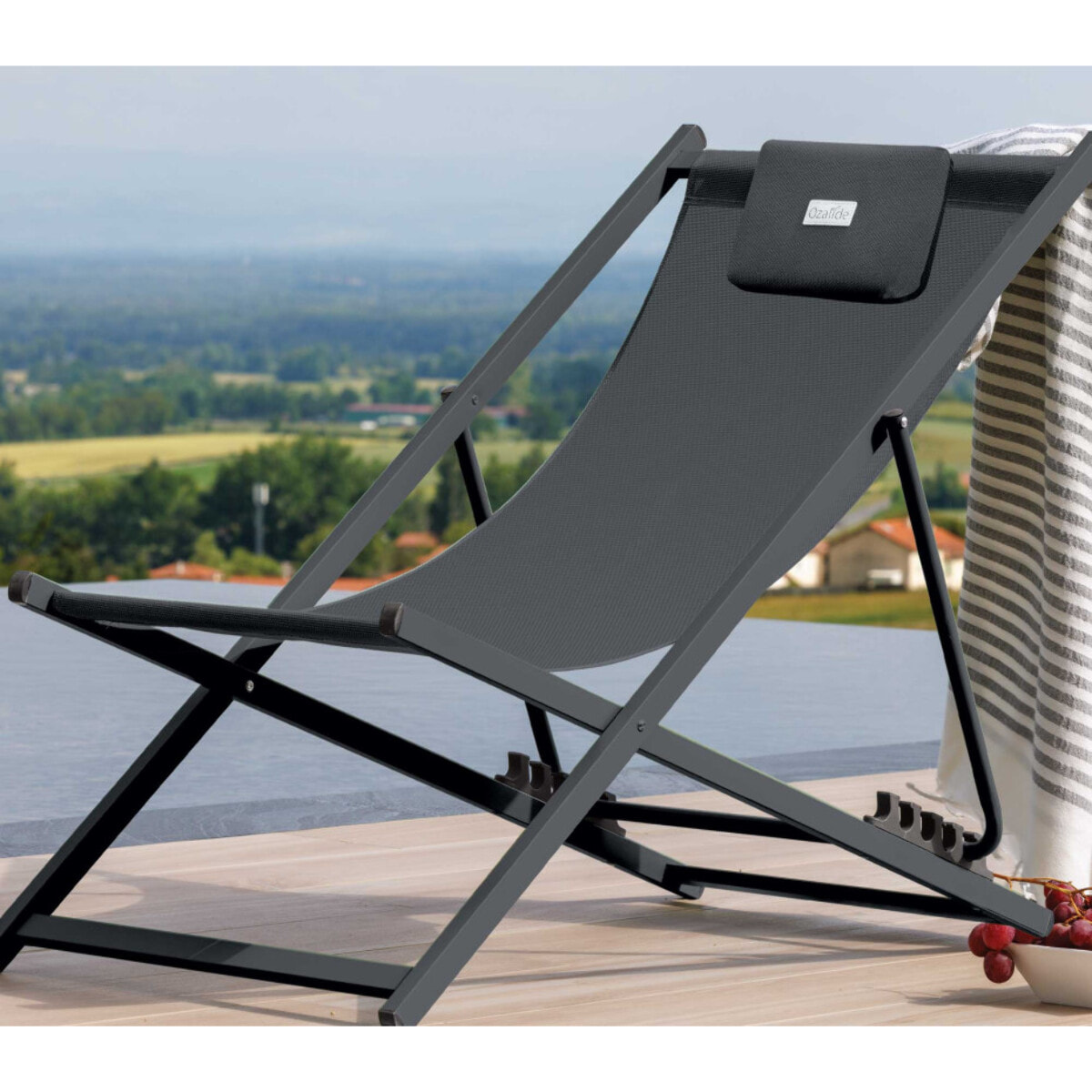 Lot de 6 chiliennes en acier - gris anthracite - PAROS