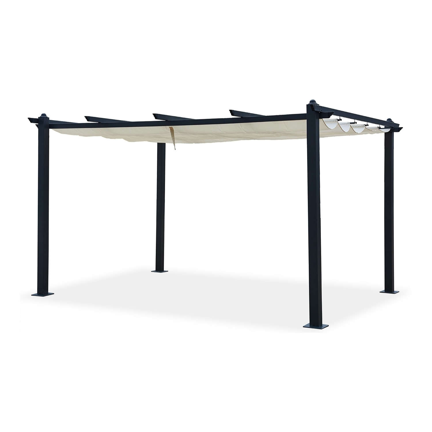 Pergola auto-portée 3 x 4 m avec toile rétractable beige DIAZ