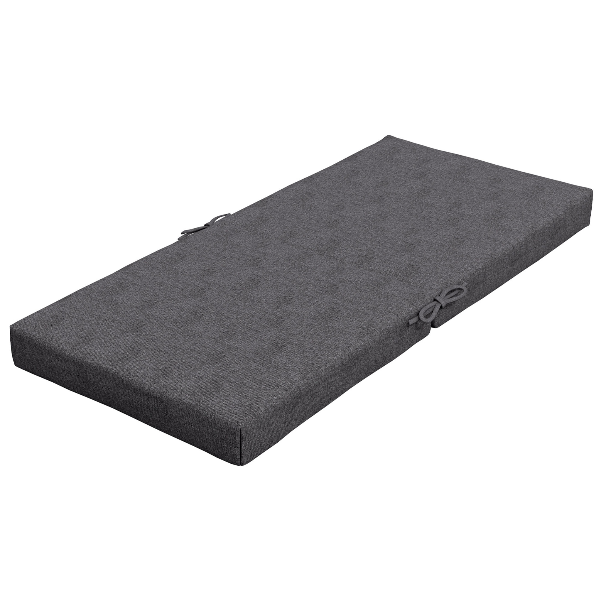 Lot de 2 coussins galettes de chaise de jardin - dim. 112L x 51l x ép. 8 cm - cordons attache - polyester déperlant anthracite