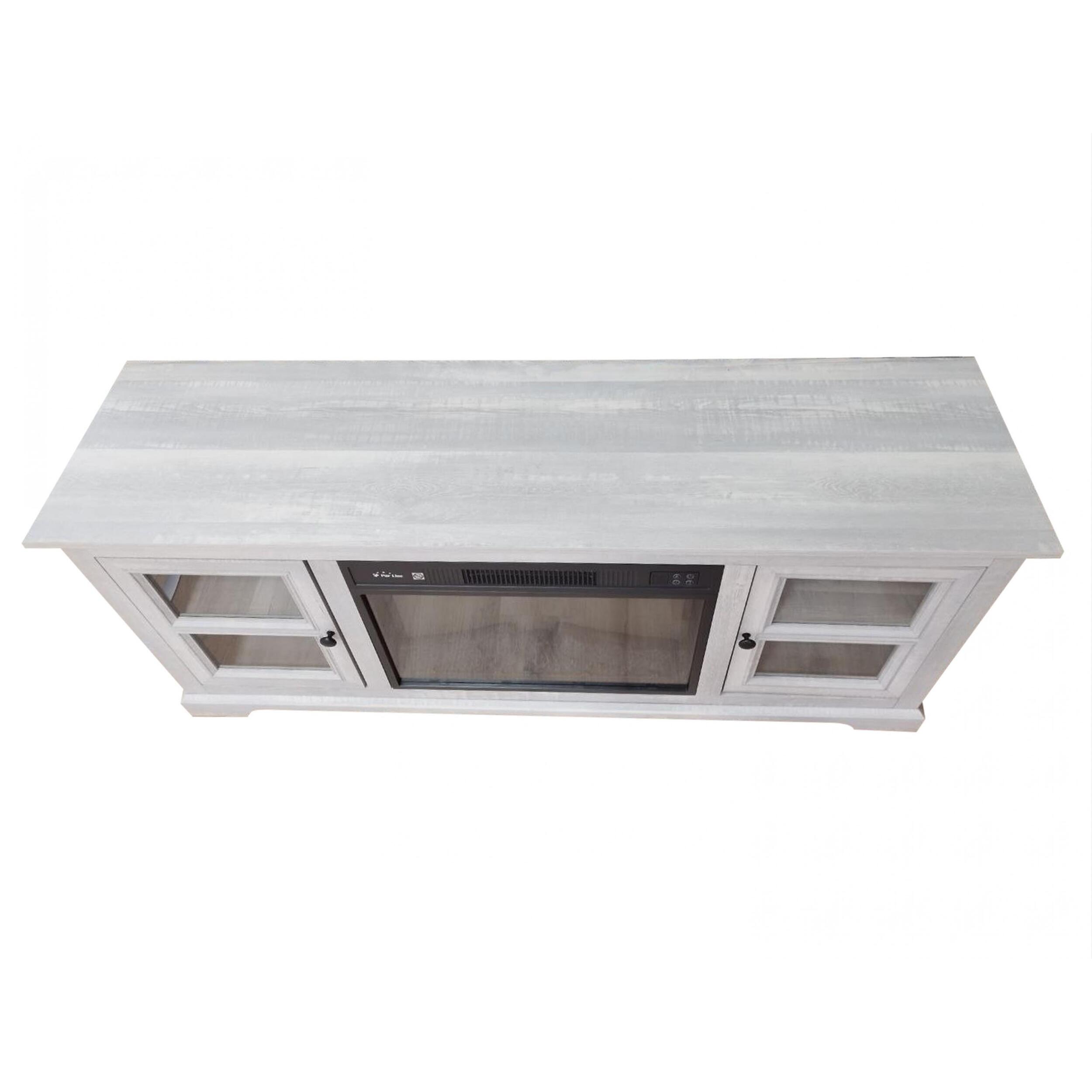 Chimenea eléctrica con mueble aparador rustico color gris CHE-900 PURLINE