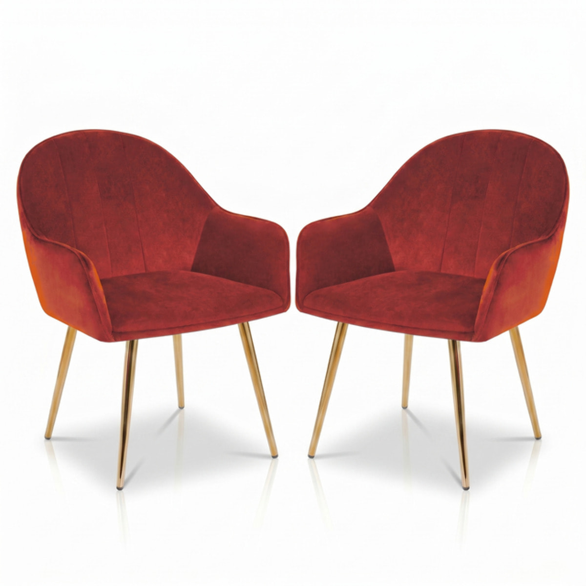 Set 2 poltrone in velluto con gambe oro, sedie imbottite design elegante e moderno, struttura in legno con schienale e seduta confortevoli, rivestimento effetto velluto morbido, ideali per soggiorno camera e ufficio, stile raffinato