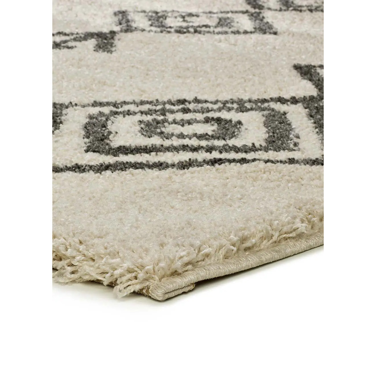 ATLAS Alfombra shaggy estilo étnico blanca, varias medidas disponibles