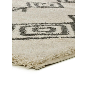 ATLAS Alfombra shaggy estilo étnico blanca, varias medidas disponibles