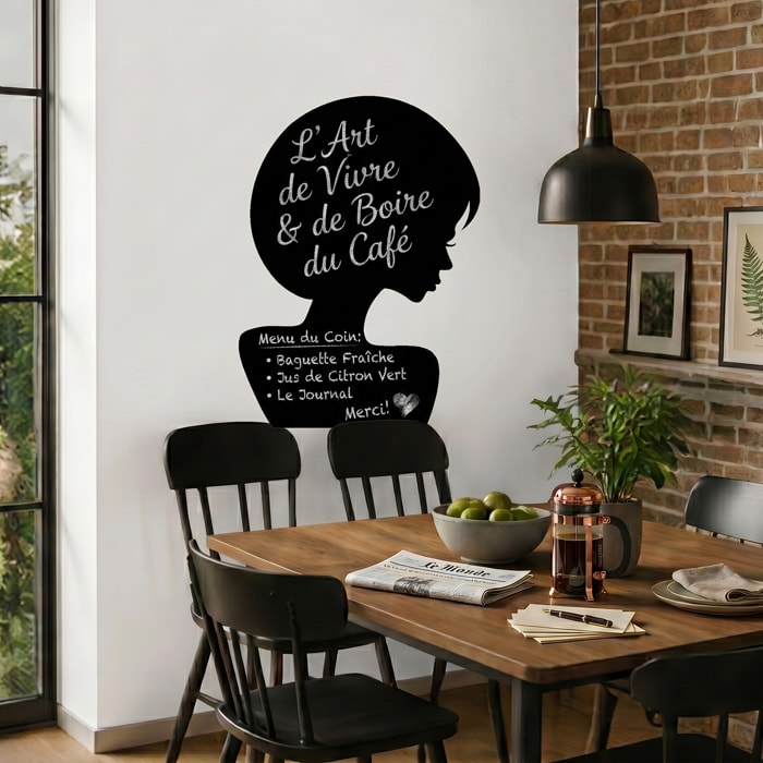 Sticker ardoise tableau noir - stickers muraux adhésif effaçable - SILHOUETTE FEMME