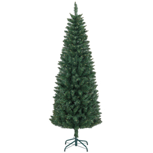 Sapin de Noël artificiel 180 cm slim avec support en acier pliable, 479 branches épines, décoration de Noël effet réaliste, vert