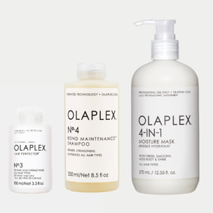 OLAPLEX Kit N°3 Hair Perfector 100ml + N°4 Bond Maintenance Shampoo 250ml + N°4-in-1 Moisture Mask 370ml