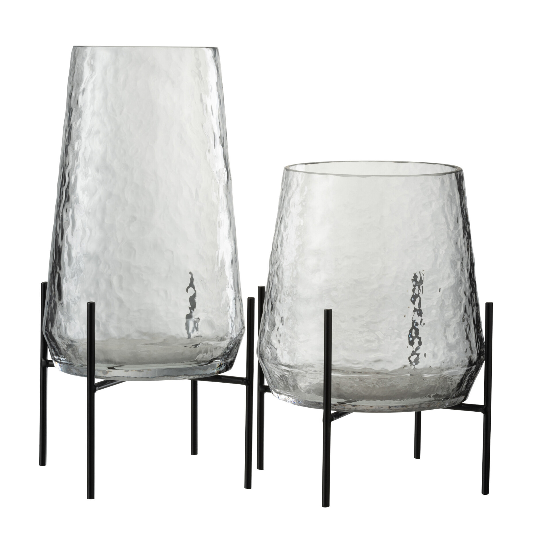 J-Line Vase + Pied Irregulier Verre Transparent/Noir Large