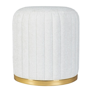 Pouf Doric bianco e oro in tessuto con base metallica