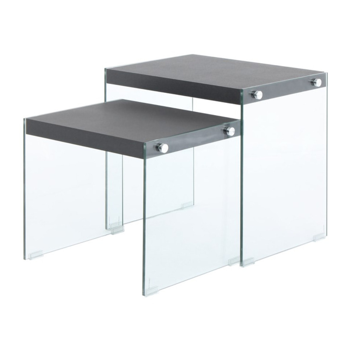 Set di 2 tavolini da salotto Elementary neri in vetro e MDF