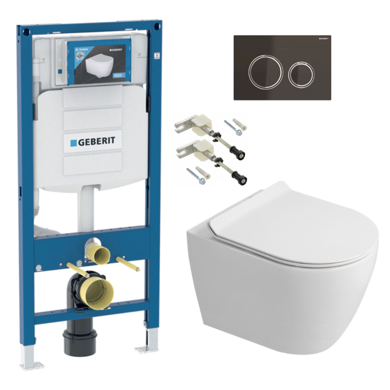 Duofix pack WC bâti-support + WC suspendu sans bride Ceramia PixL avec abattant SoftClose + plaque (GECEPXWT04-FR)