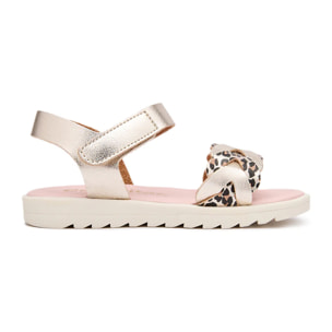 Sandalias Trenzadas con Estampado de Leopardo Dorado