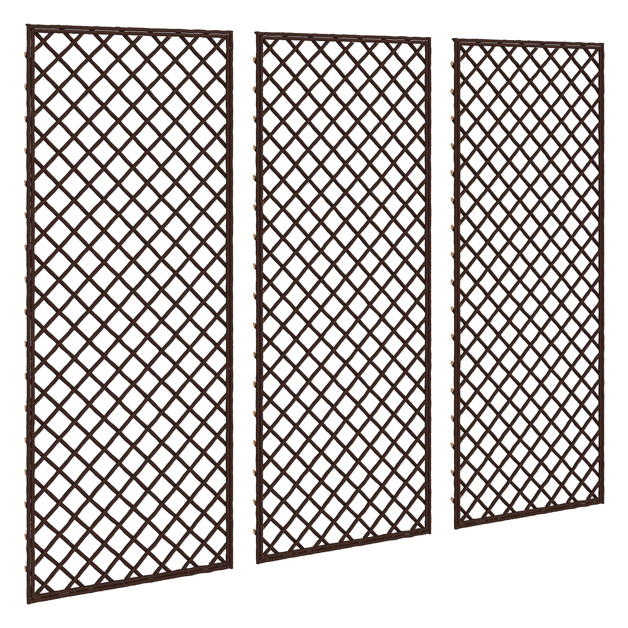 Lot de 3 treillis de jardin osier tissé naturel dim. 43 x 2 x 112 cm