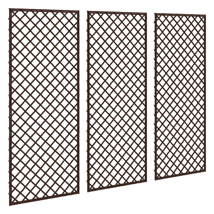 Lot de 3 treillis de jardin osier tissé naturel dim. 43 x 2 x 112 cm