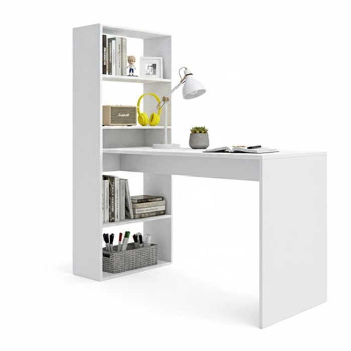 Mesa de escritorio con estantería Cosmic Blanco Artik (Blanco Mate)