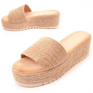 Sandalias de Cuña - Beige - Altura: 6 cm