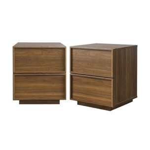 Table de chevet décor bois 2 tiroirs (lot de 2) KUBA