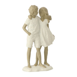 J-Line décoration Enfants Garçon + Fille - polyrésine - blanc/gris