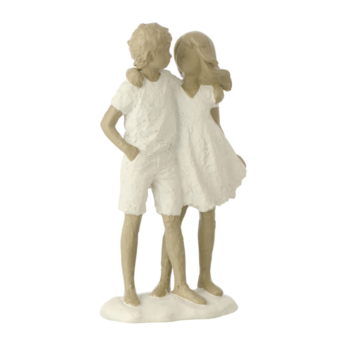 J-Line décoration Enfants Garçon + Fille - polyrésine - blanc/gris