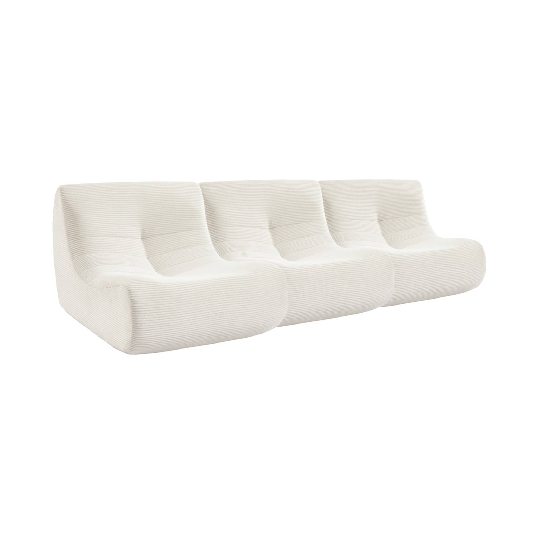 Chauffeuse velours côtelé 3 places crème L 91 x P 105 x H 72 cm - SOKOL