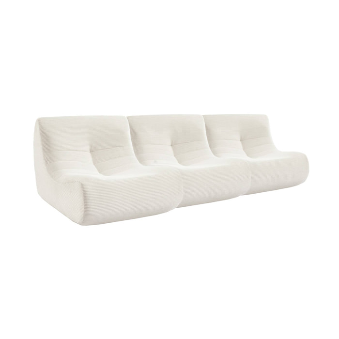 Chauffeuse velours côtelé 3 places crème L 91 x P 105 x H 72 cm - SOKOL