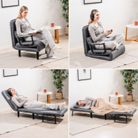 Divano Letto Convertibile Singolo 4 in 1 - grigio e nero - 64x80x68 cm
