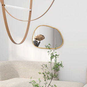 Miroir mural décoratif forme organique dim. 80L x 60H cm cadre bois de pin verni