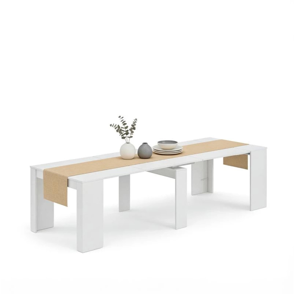 Mesa consola extensible Denis en blanco artik 50-235 cm Blanco Artik (Blanco Mate)