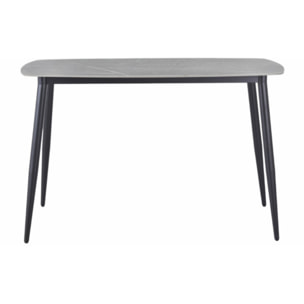 Table haute 140 x 70 cm en céramique marbrée avec pieds en métal - TREIVE