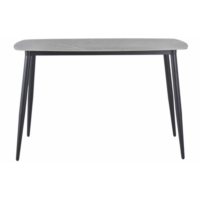 Table haute 140 x 70 cm en céramique marbrée avec pieds en métal - TREIVE