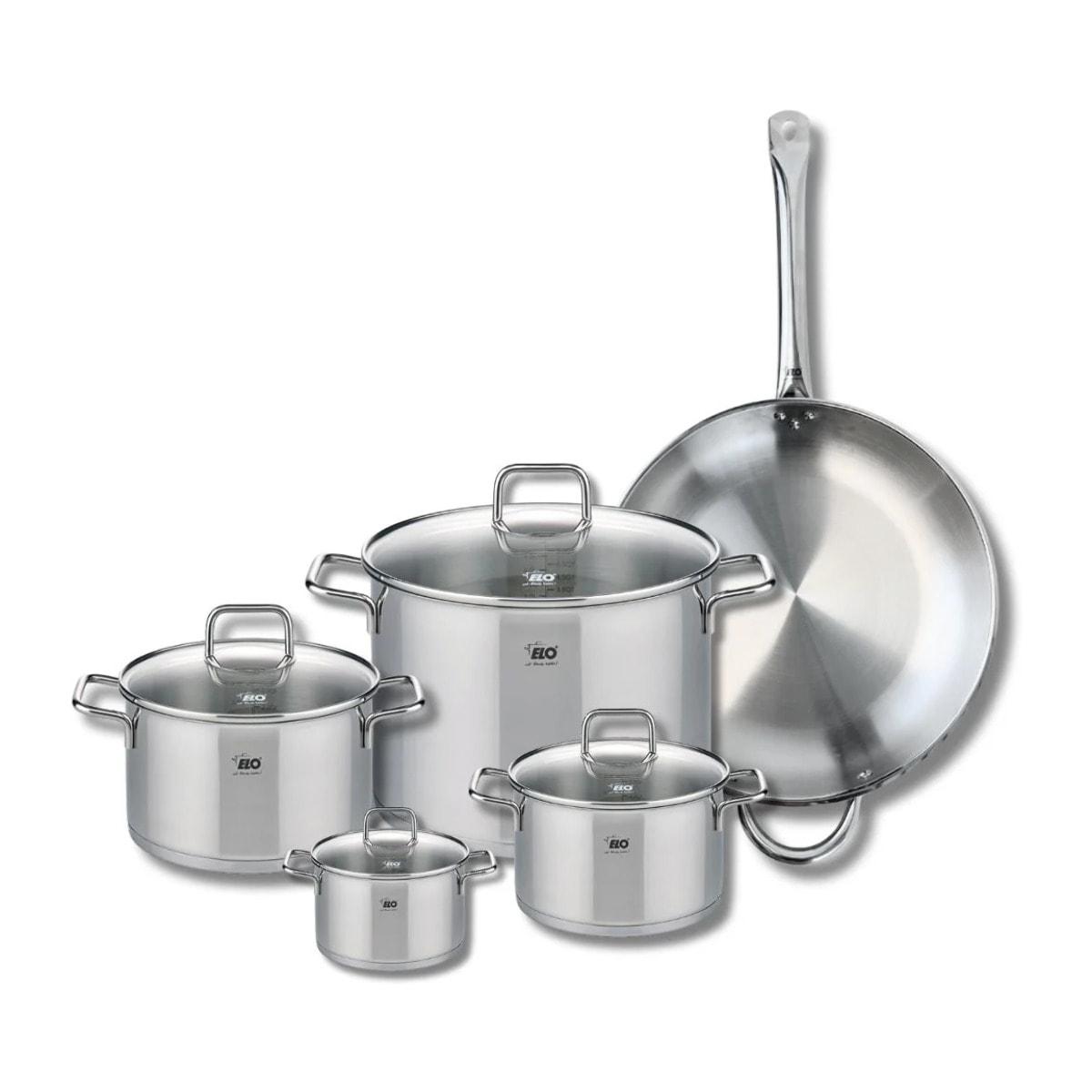 Set de 1 Poêle de cuisson 32 cm et 4 faitouts 12, 16, 20 et 26 cm Elo Profi Citrin
