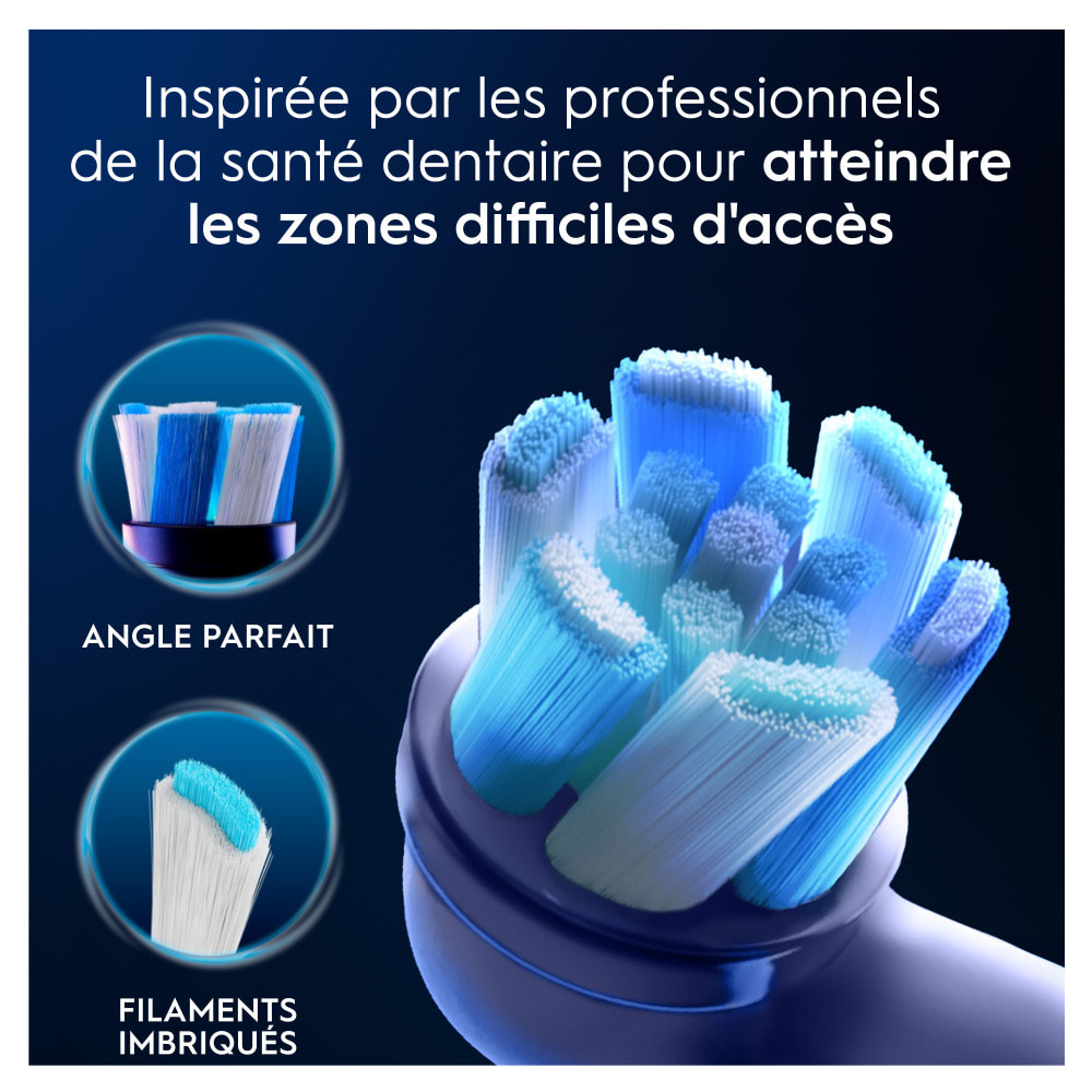 Oral-B Série iO Ultimate Clean, Brossettes rondes de rechange Authentiques, Brins CrissCross, Élimination de la plaque dentaire