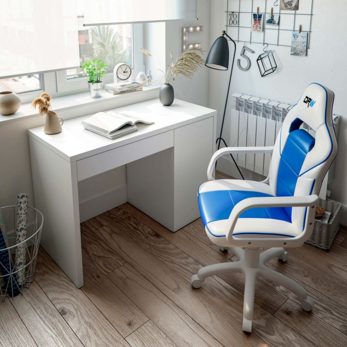 Silla gaming DRW Blanco - Azul DRW