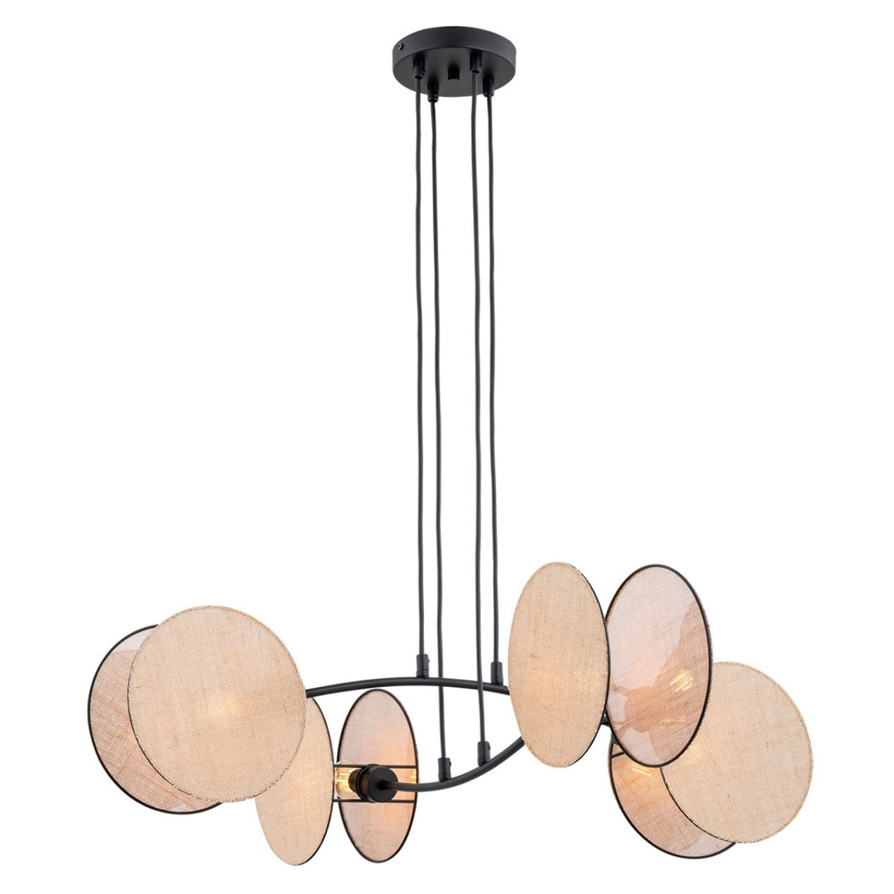 Lampada a sospensione MOTIF in acciaio nero e tessuto beige
