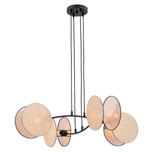 Lampada a sospensione MOTIF in acciaio nero e tessuto beige