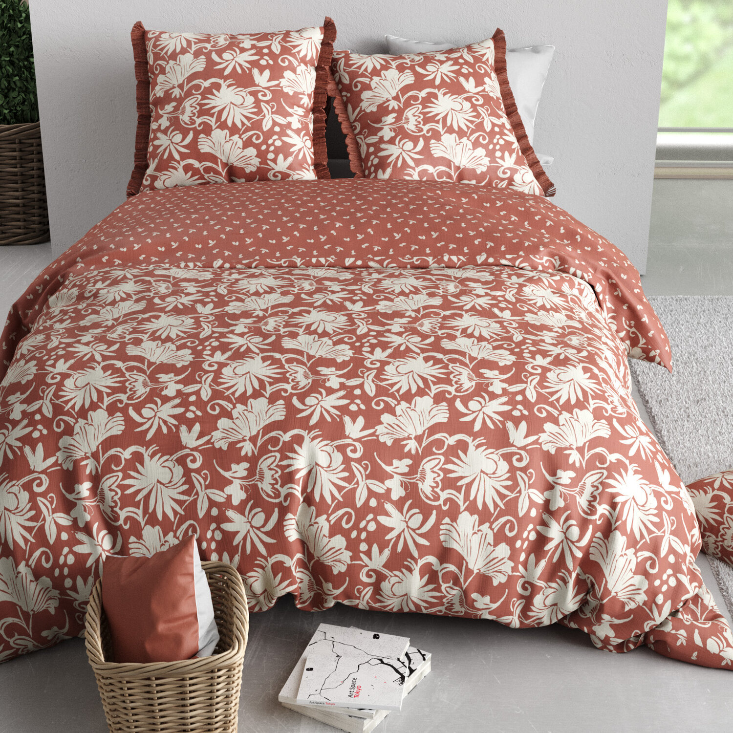 Parure housse de couette 3pcs 100% coton 57 fils noria