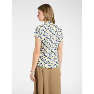 Elena Mirò - Camiseta estampada con cuello en V - Blanco