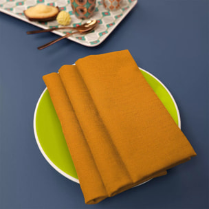 Serviette pur coton motif jacquard jaune orange Bastide ocre