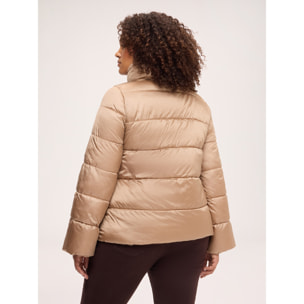Fiorella Rubino - Piumino corto con collo peluches - Beige