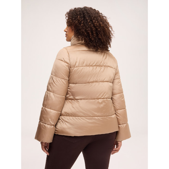 Fiorella Rubino - Piumino corto con collo peluches - Beige