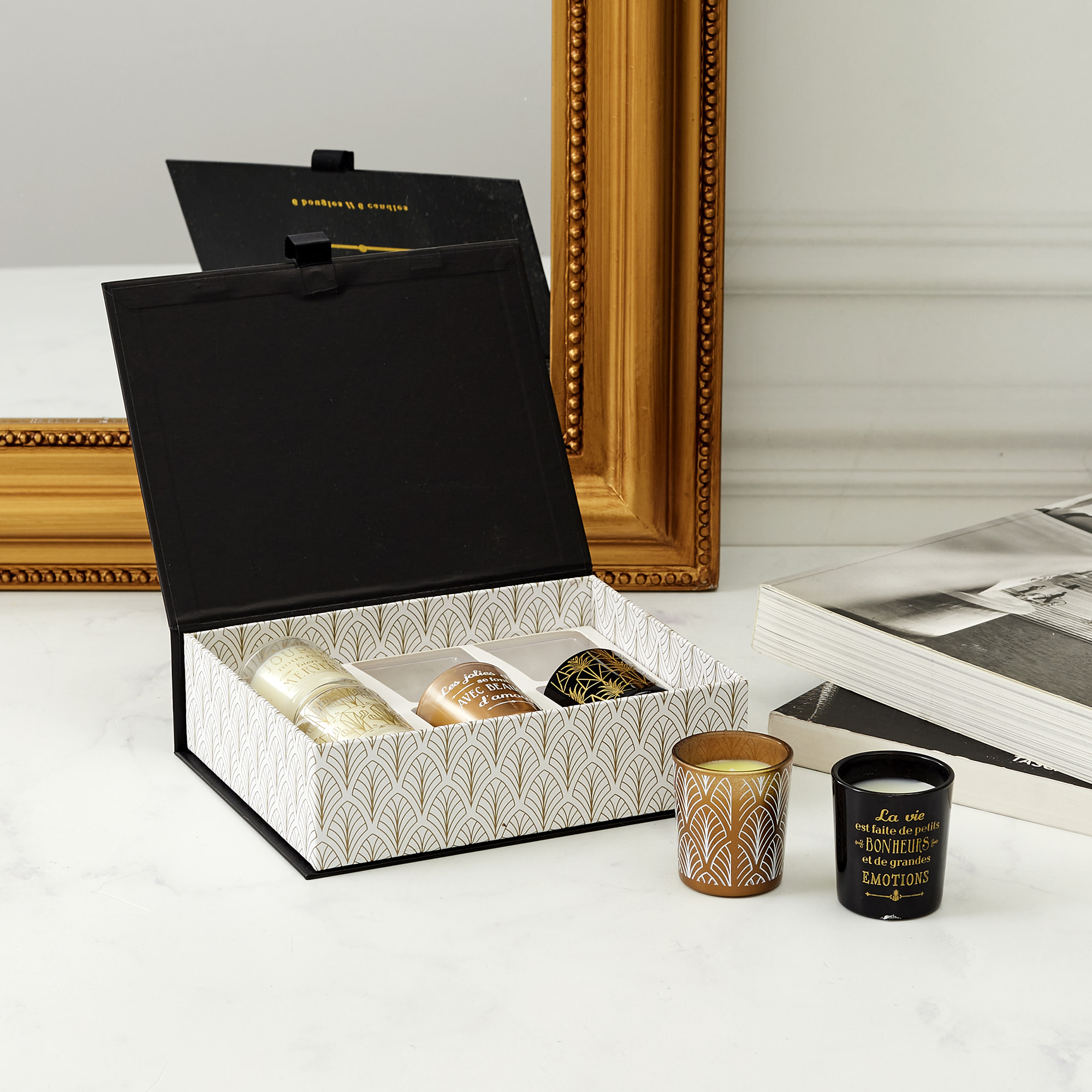 Bougie Parfumee X6 Coffret Noir Home Deco Art