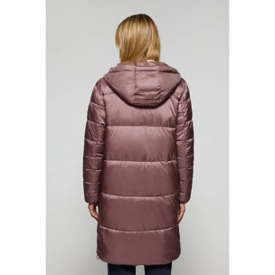 Giacca rosa tortora Rose lunga e trapuntata con cappuccio fisso e particolari Polo Club