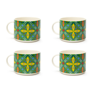 Set 4 Tazze Jumbo Excelsa – Puebla, New Bone China Multicolore