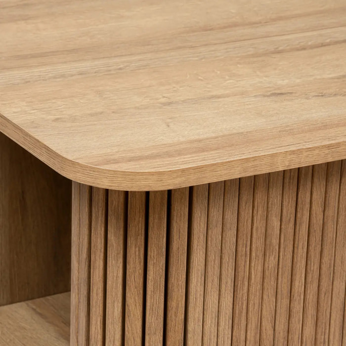 Table à manger bar "Colva" en placage effet bois L120cm