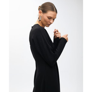 Abito in maglia con dettagli in strass sulle spalle