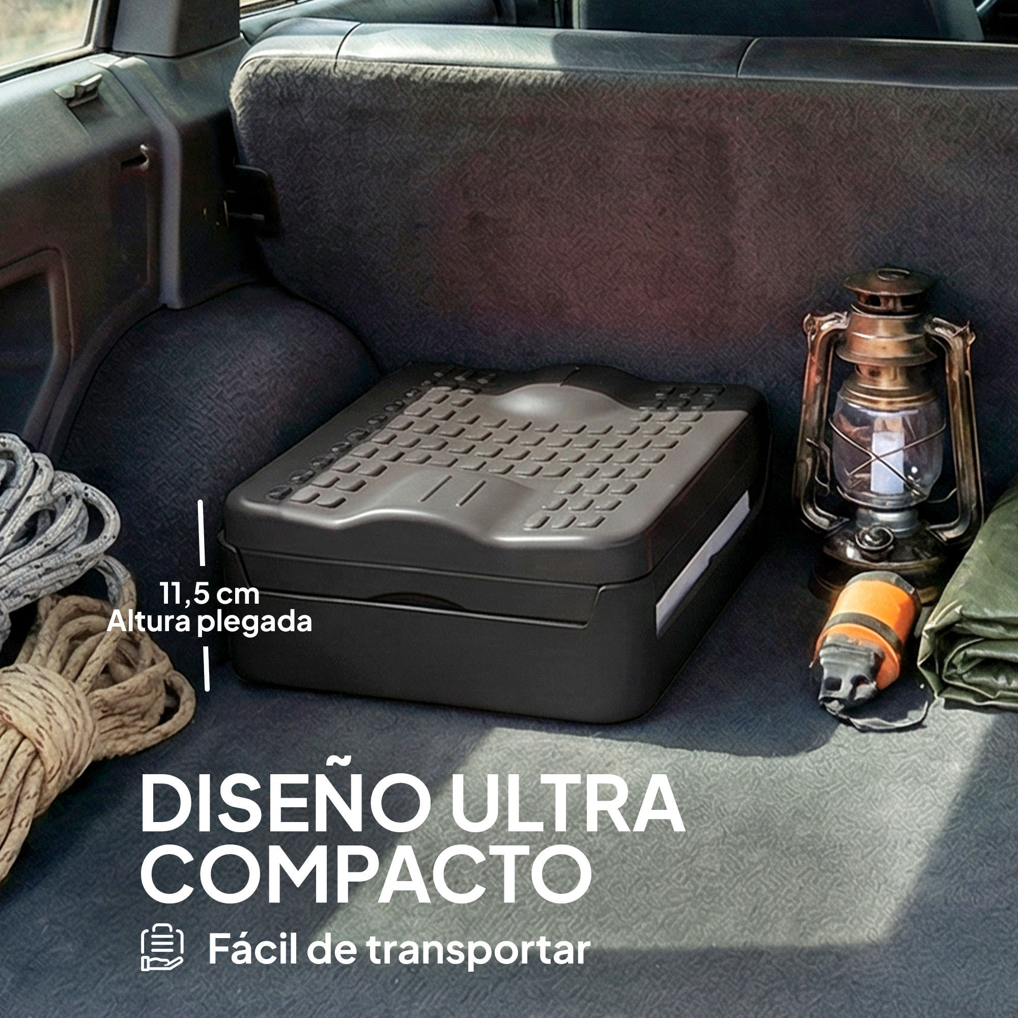 Inodoro Portátil, WC Portátil de PP con 12 Paquetes de Agente Solidificante y 12 Bolsas, Carga 100 kg, Inodoro Plegable para Exterior, Camping, Acampar, Senderismo, 34x29x30 cm, Gris Oscuro